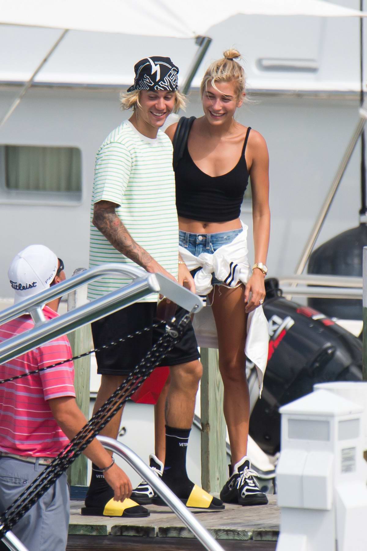 Hailey Baldwin And Justin Bieber Are Spotted On A Boat As They Arrive On Their Post Engagement