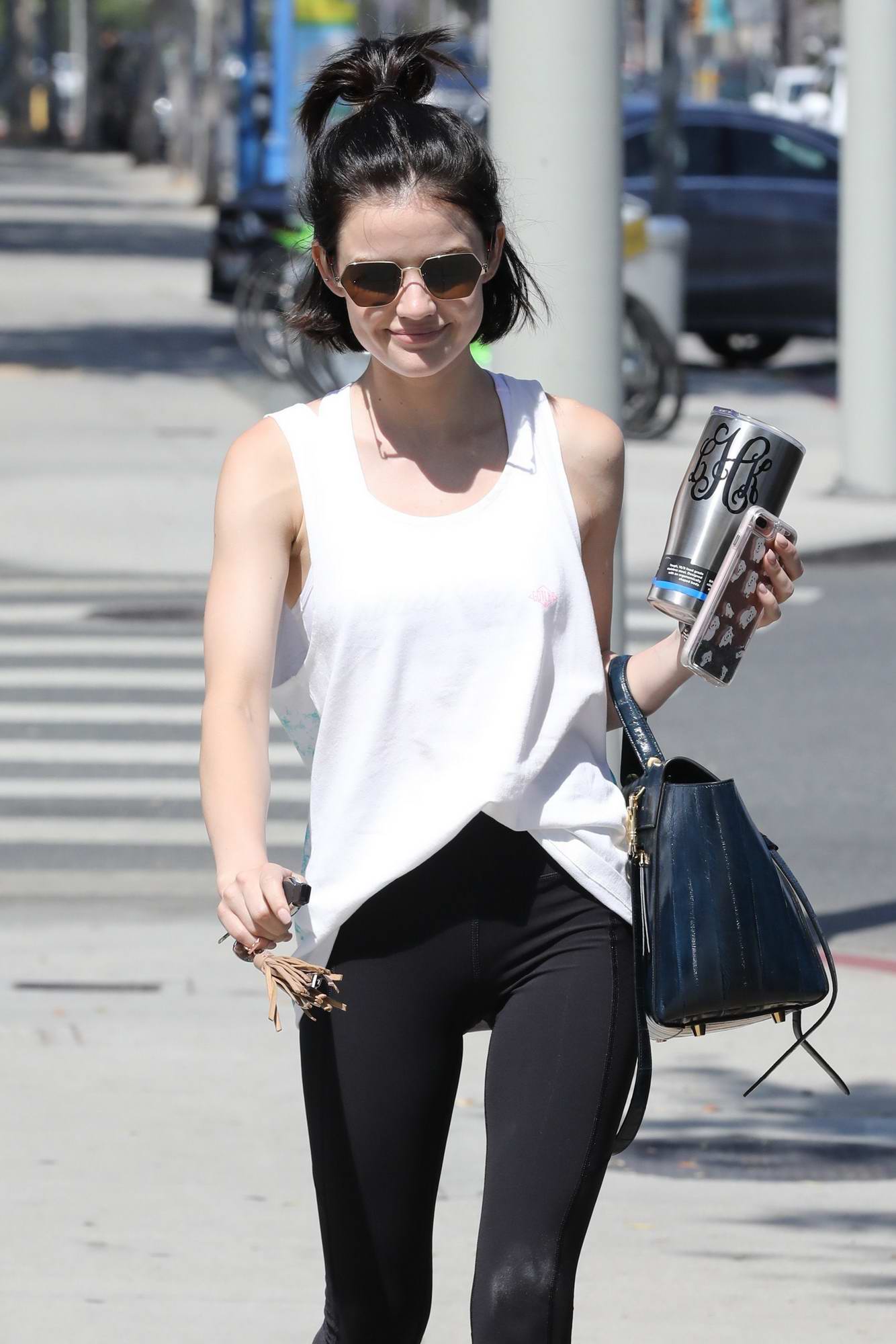 Lucy Hale Laces into On Running Sneakers & Leggings for Her Coffee