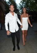 jessica shears and dom lever arrives at the smoke house cellar bar and  restaurant in manchester-071017_5