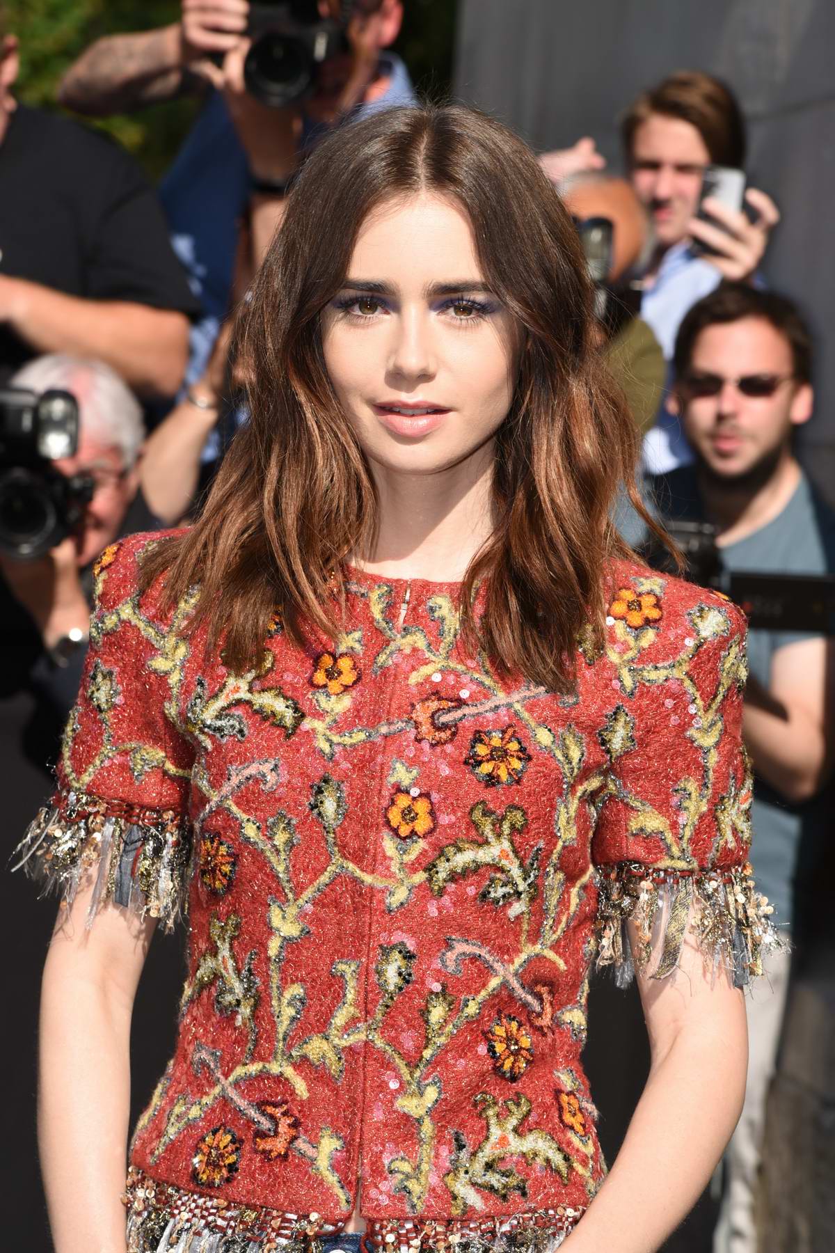 lily collins at chanel show during front row fall-winter 2017 haute couture  fashion week in paris france-040717_7