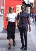 Doutzen Kroes and husband Sunnery James stop for a fresh cup of coffee while out in SoHo, New York