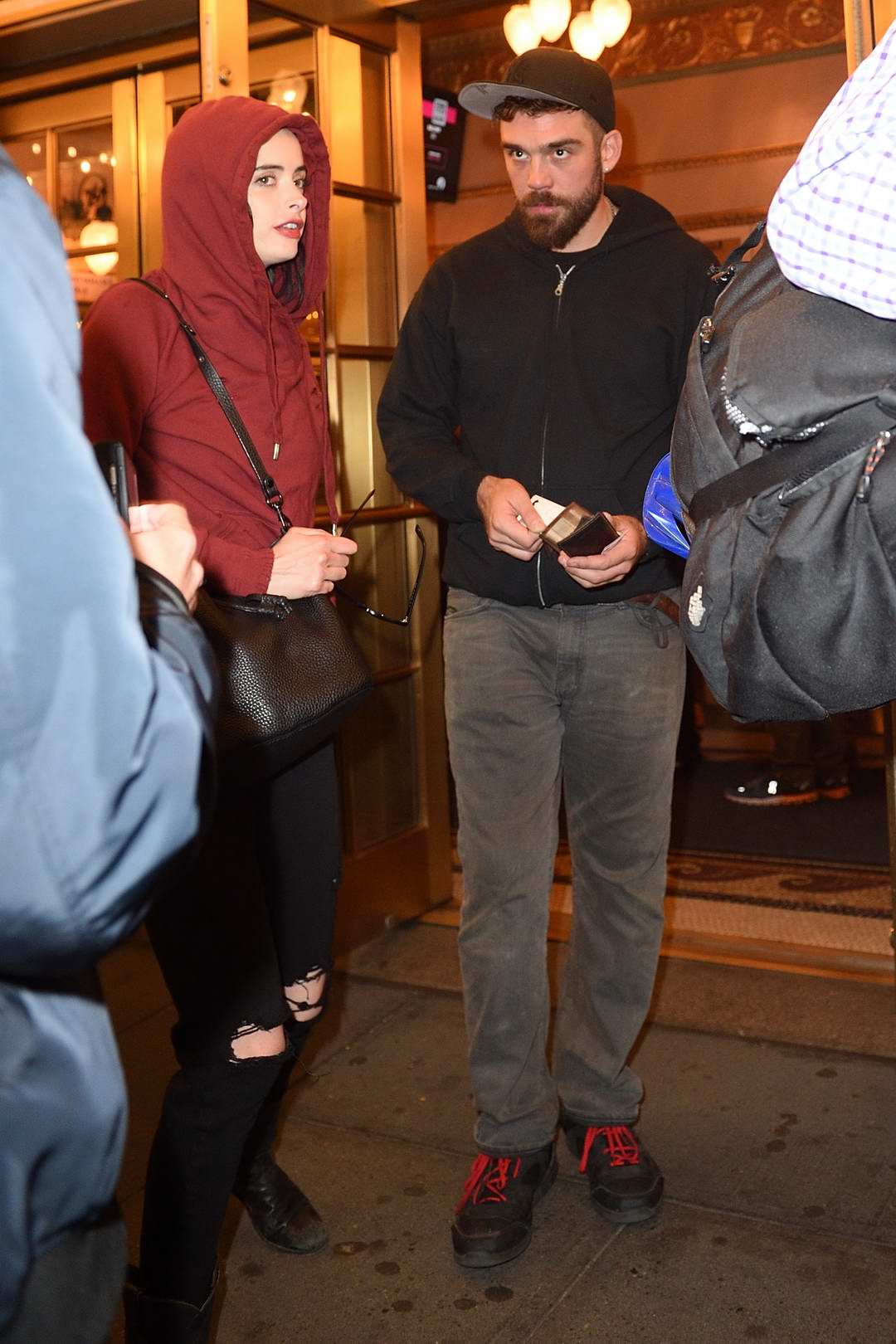 Krysten Ritter with a male companion seen out and about on Broadway