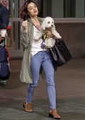 Lucy Hale gets greeted by her dog Elvis while arriving back into Vancouver, Canada