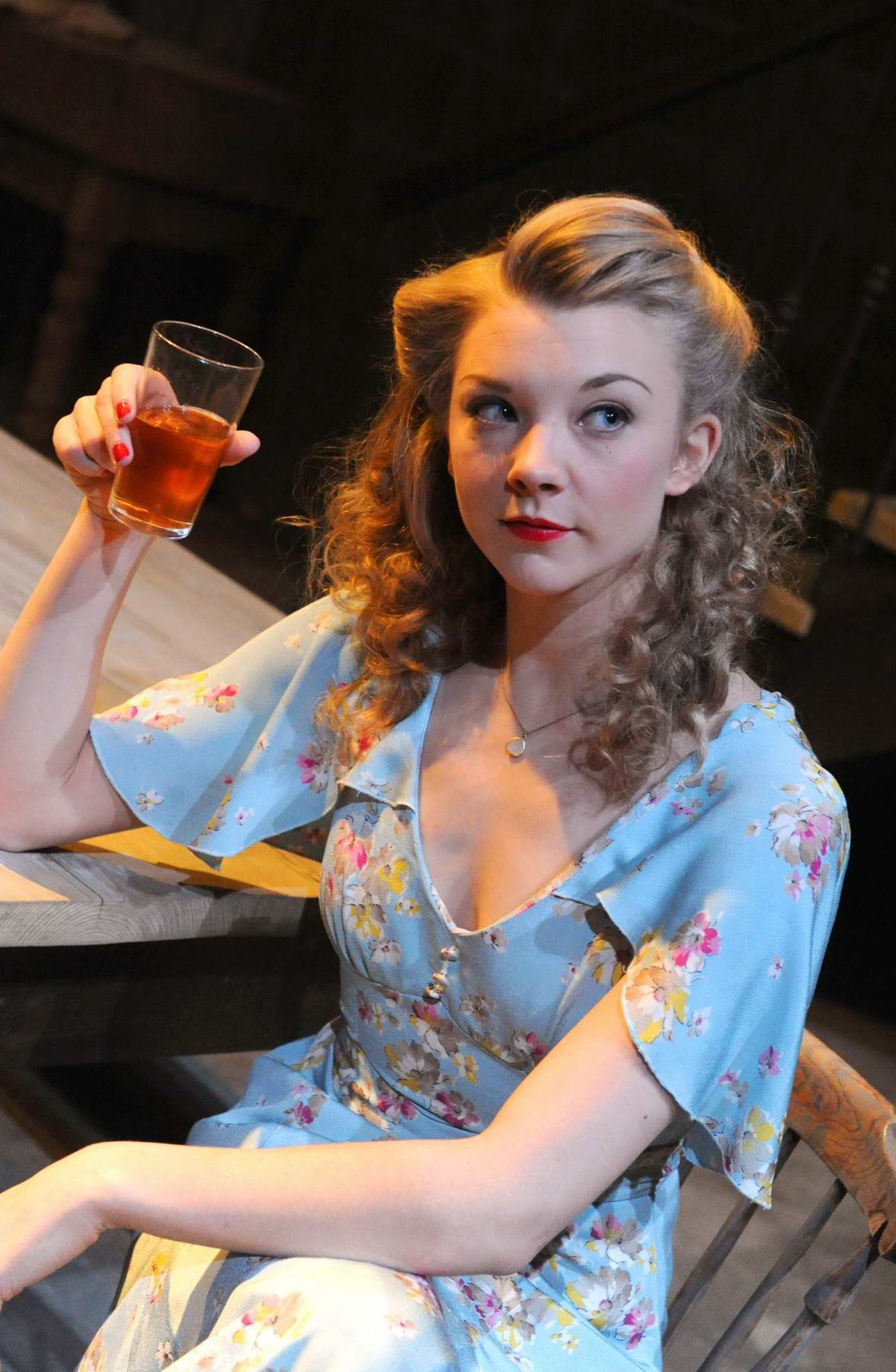 Natalie Dormer performing in the play "Venus in Fur" at the Theatre