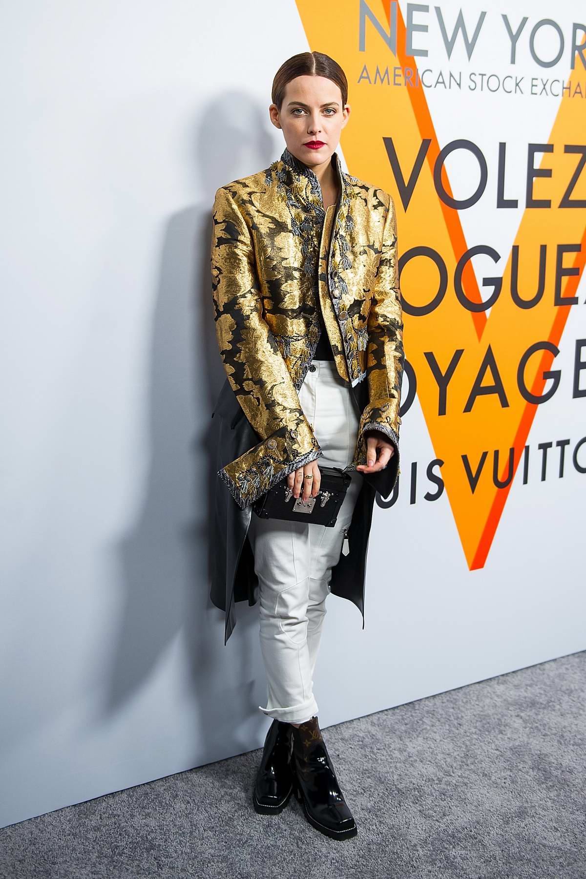 Riley Keough at Louis Vuitton 'Volez, Voguez, Voyagez' exhibition opening  in New York