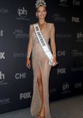Demi-Leigh Nel-Peters attends the Miss Universe 2017 winner the press conference at Planet Hollywood Resort and Casinos in Las Vegas, Nevada