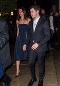 Georgia Fowler and Nick Jonas leaving Joe Jonas and Sophia Turner's engagement party in New York