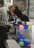 Selena Gomez and Justin Bieber share a kiss at the ice hockey rink in Los Angeles