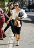 Jennifer Garner leaves church wearing a white blouse and black pencil skirt in Los Angeles