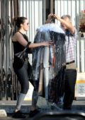 Mandy Moore picks up her dry cleaning in Los Angeles