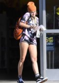 Paris Jackson leaving CVS Pharmacy wearing a Tupac Shakur tie-dye t-shirt and short shorts in Los Angeles