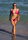 Sylvie Meis sports a pink bikini at the beach in Miami, Florida