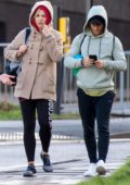 Gemma Atkinson and Gorka Marquez look tired as they leave another practice session in Newcastle, UK