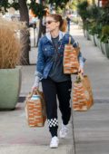 Kate Mara does some grocery shopping on her way from the gym in Los Angeles