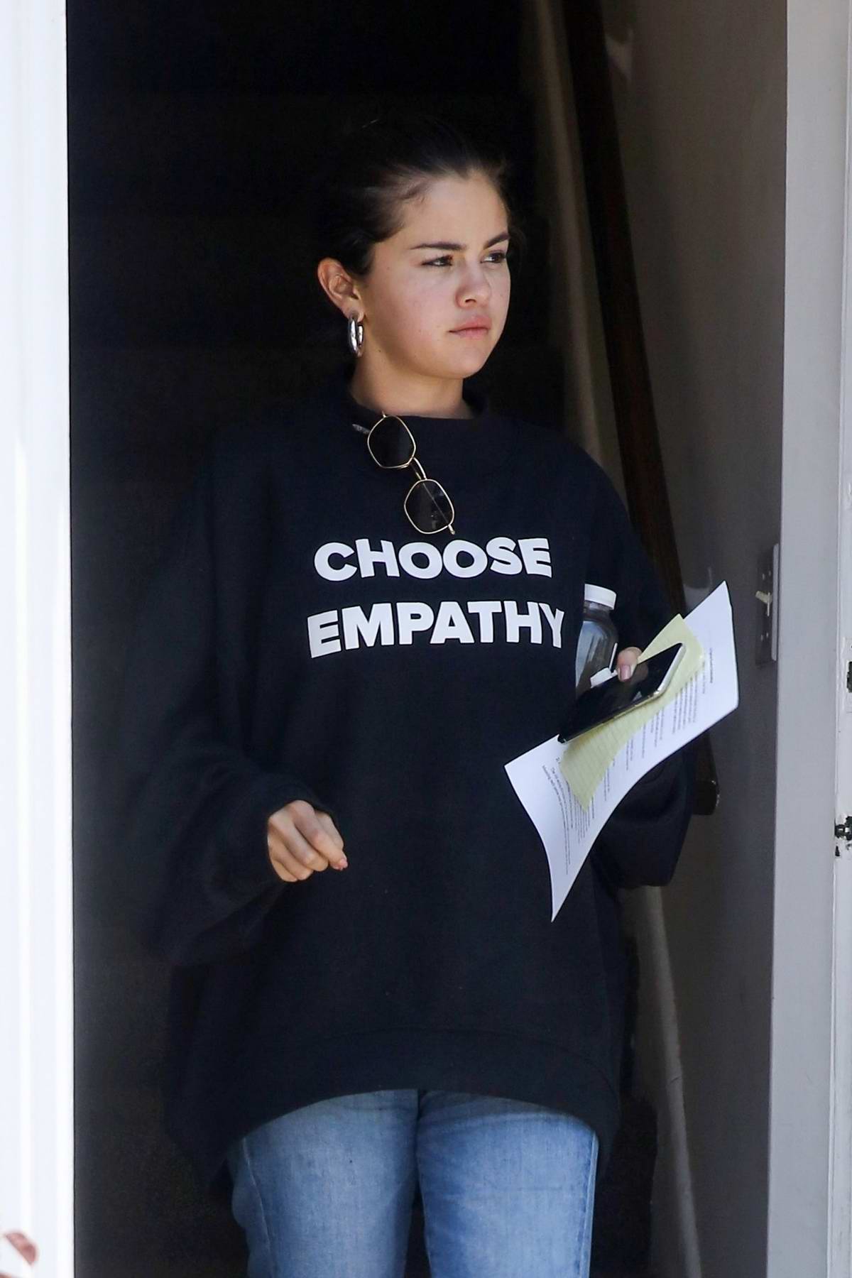 selena gomez spotted leaving the doctor's office wearing a 'choose ...