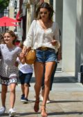 Alessandra Ambrosio takes her kids and mother out to celebrate her daughter's 10th birthday at Avra Estiatorio in Beverly Hills, Los Angeles
