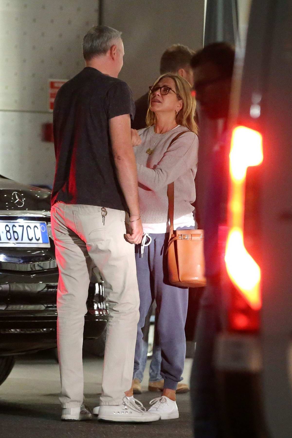 Jennifer Aniston shares a warm goodbye with male friend in Milan