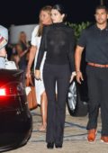 Kendall Jenner spotted in a sheer black top after dinner with Caitlyn Jenner at Nobu in Los Angeles