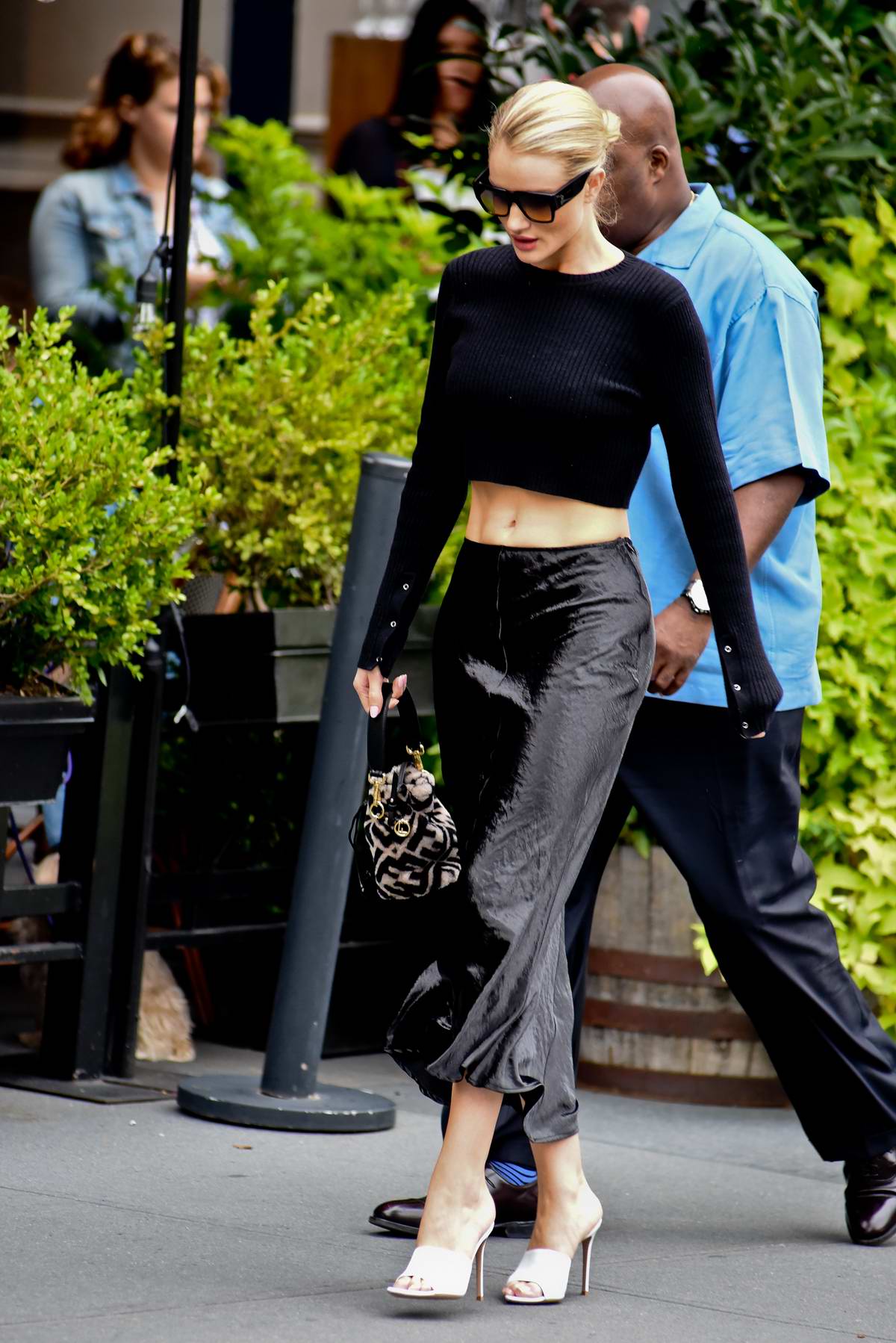 Rosie Huntington-Whitely's Black Crop Top, Skirt, and Fendi Bucket Bag Look  for Less - The Budget Babe