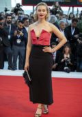 Sarah Gadon attends 'Vox Lux' premiere during 75th Venice Film Festival in Venice, Italy