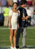 Vanessa Hudgens performs the national anthem at Los Angeles Memorial Coliseum in Los Angeles