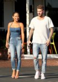 Christina Milian is all smiles as she steps out for lunch with boyfriend Matt Pokora at Fred Segal in West Hollywood, Los Angeles