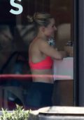 Kristen Bell stops by for a green juice after her morning workout in Los Angeles