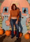 Maitland Ward visits the pumpkin patch to pick out her Halloween pumpkin in Long Beach, California