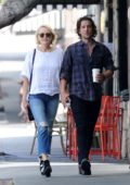 Malin Akerman hold hands with boyfriend Jack Donnelly while out in Los Feliz, California