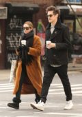 Ashley Tisdale bundles up in long coat and UGG boots as she and Christopher French steps out for warm coffee on a chilly day in Tribeca, New York City