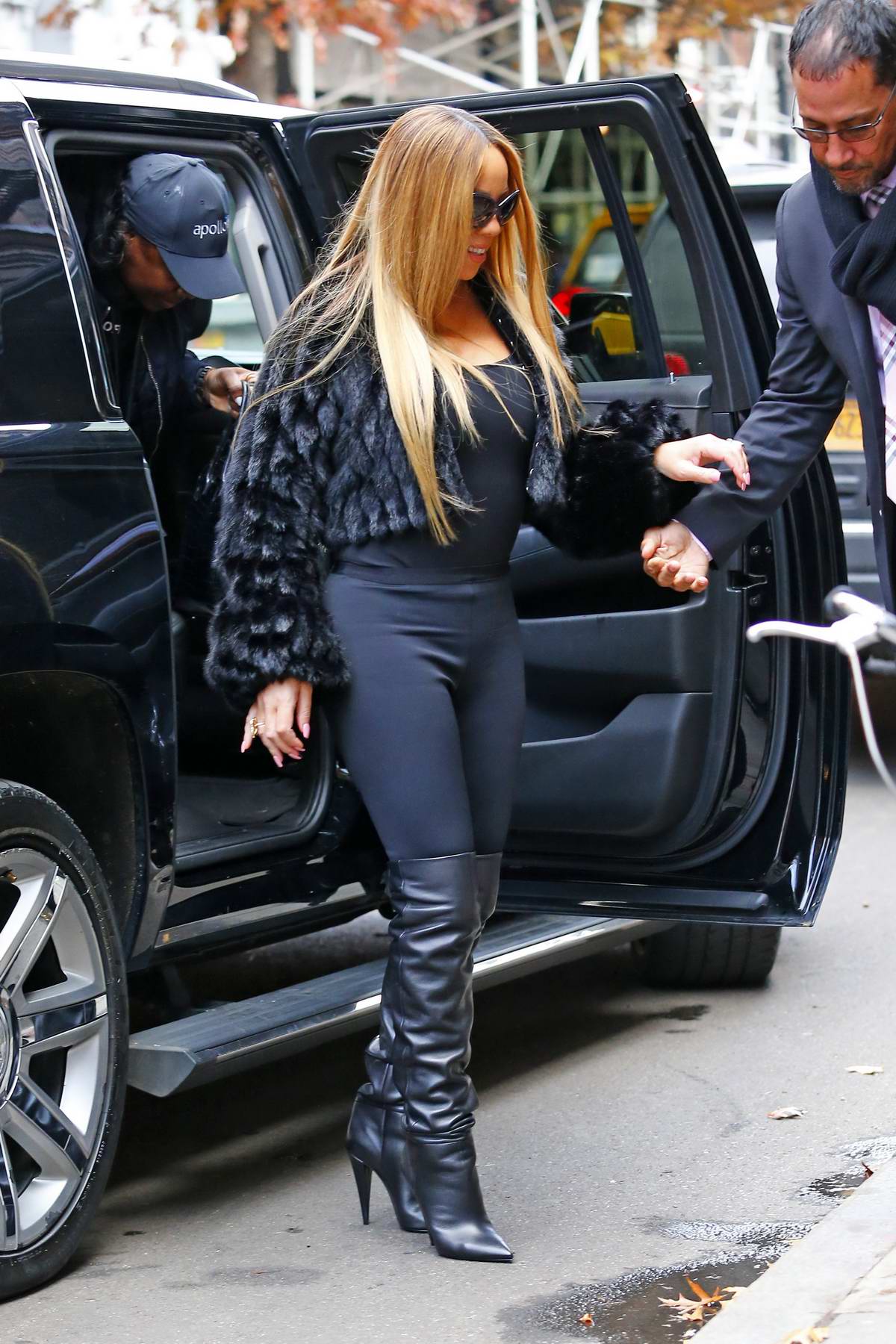 Mariah Carey Gets Edgy in Block Heel Ankle Boots & Leather Leggings –  Footwear News