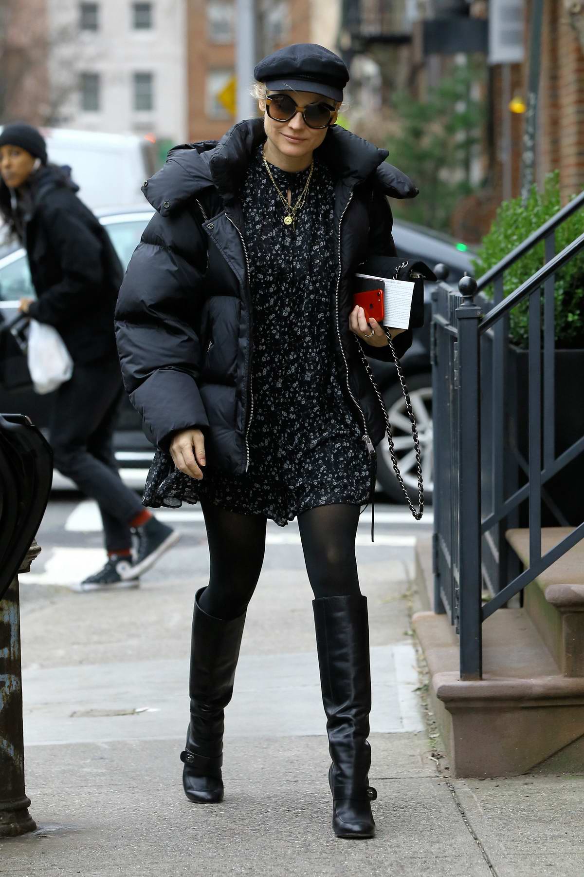 Diane Kruger bundles up for a chilly day in New York