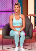 Ferne McCann shows off some yoga poses on 'This Morning' TV show in London, UK