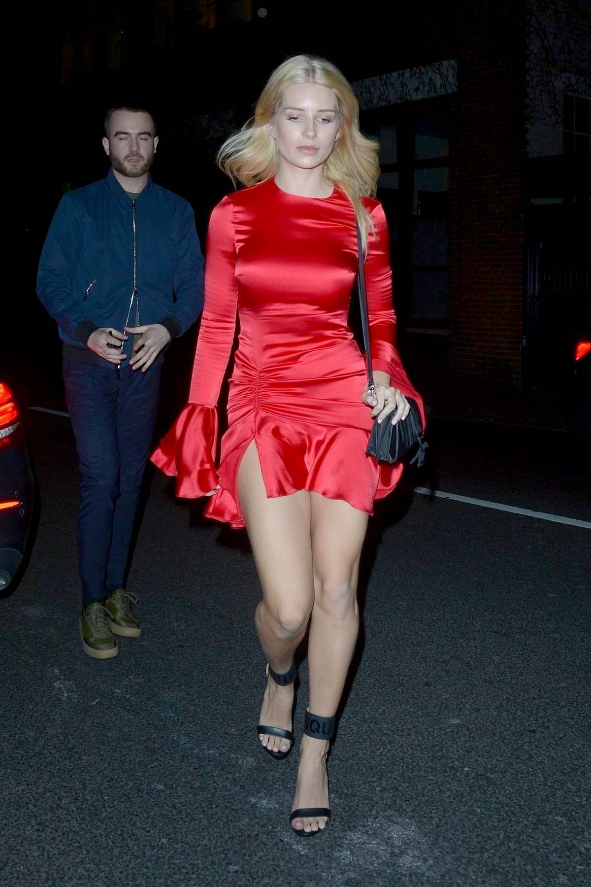 lottie moss wears a short red dress as she steps out for dinner at ...