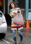 Minka Kelly looks lovely in a colorful jacket while shopping groceries at Whole Foods in West Hollywood, Los Angeles