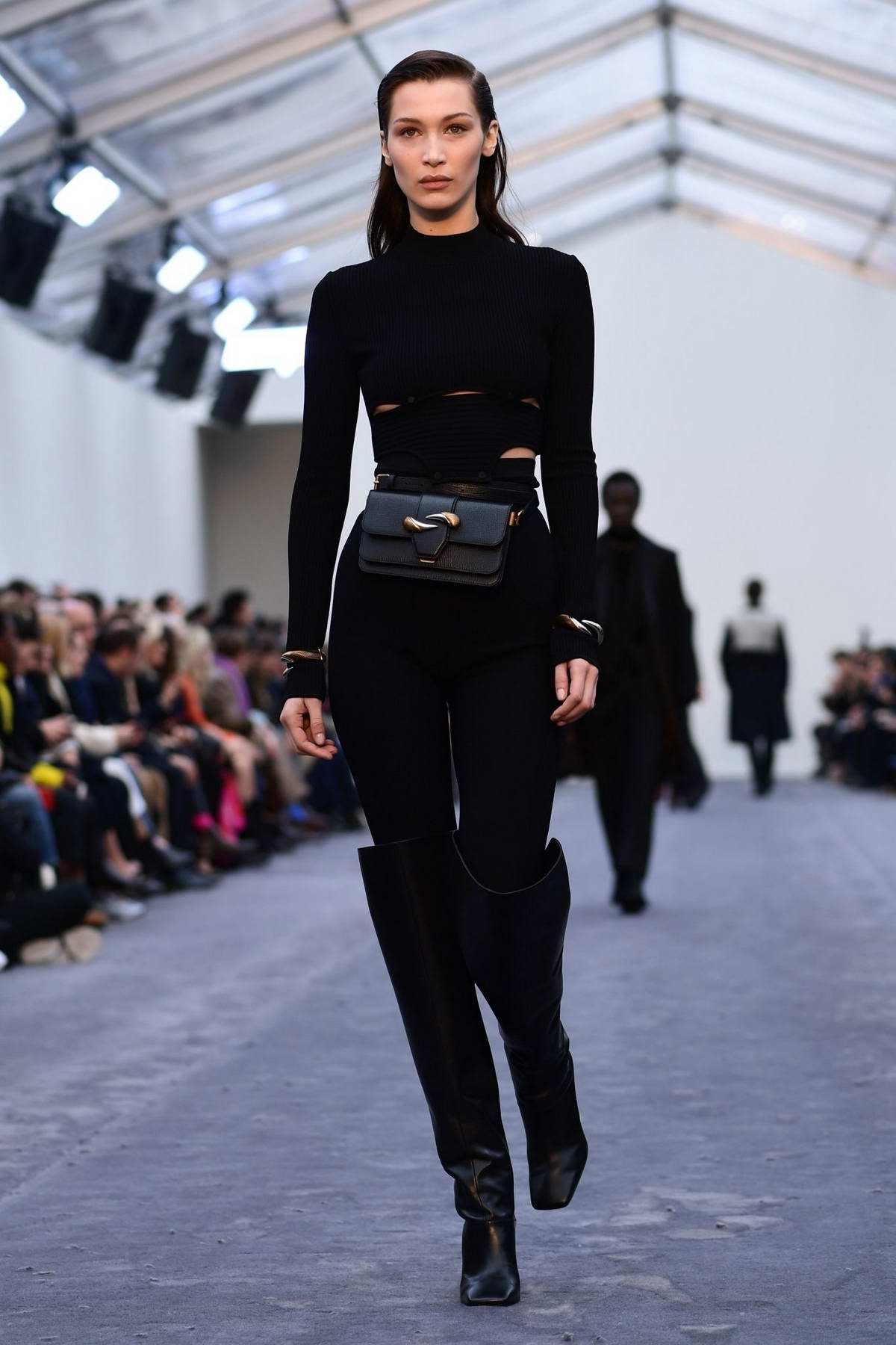 Bella Hadid walks the runway at the Roberto Cavalli Fashion Show