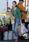 Bethany Joy Lenz does some weekend shopping with her daughter at the Farmer's Market in Studio City, Los Angeles