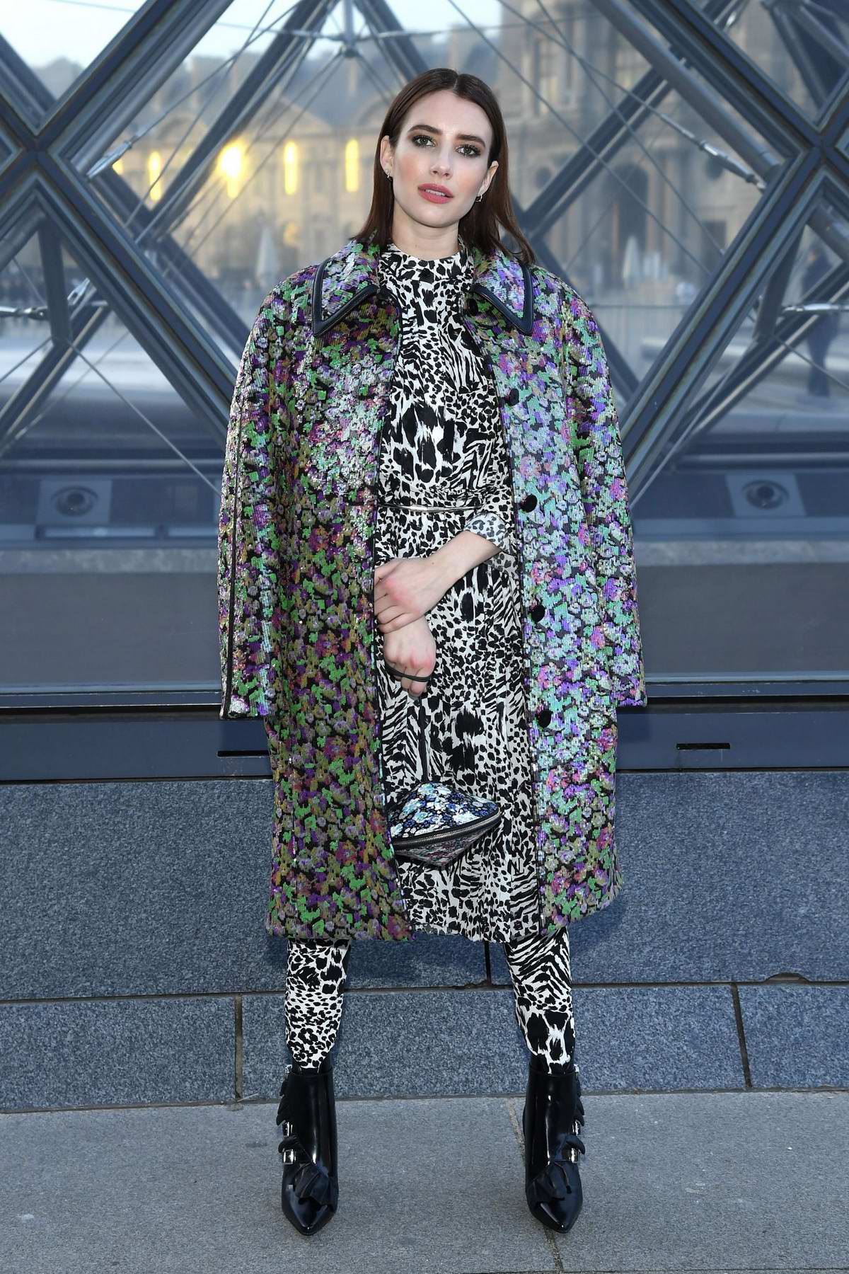 Emma Roberts attends the Louis Vuitton show during Paris Fashion Week F/W  2019/20 in