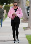 Jennifer Garner looks perfect in a pink puffer jacket and black leggings as she hits the gym for her boxing practice in Los Angeles