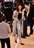 Nina Dobrev seen courtside at the Cleveland Cavaliers v New York Knicks game at Madison Square Garden in New York City