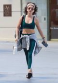 Sarah Hyland slips into green activewear for a gym session in Studio City, Los Angeles