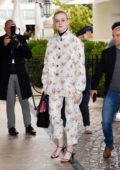 Elle Fanning wore a floral print outfit with clear sunglasses while out during the 72nd Cannes Film Festival in Cannes, France