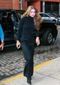 Gigi Hadid dons an all-black ensemble for an event in New York City