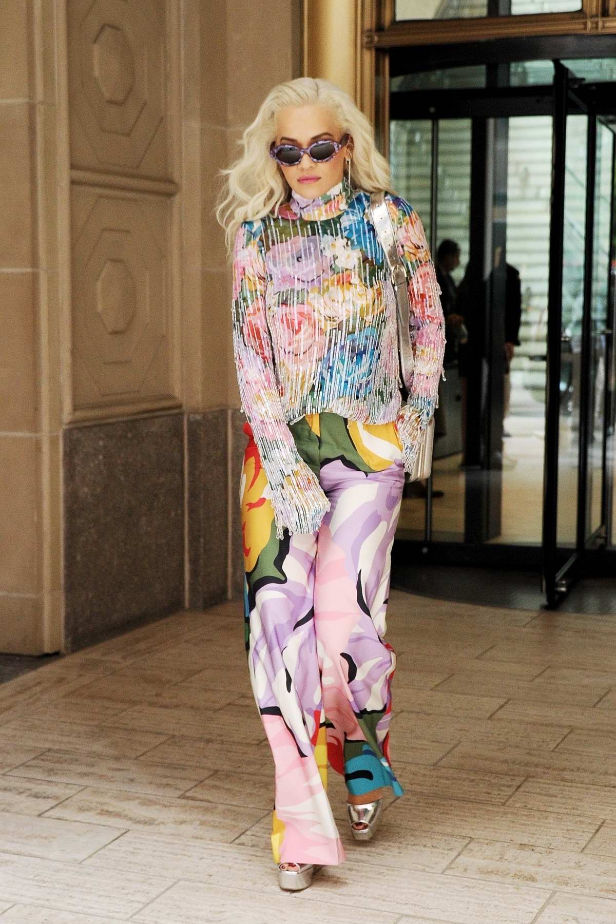 rita ora looks vibrant in a colorful ensemble while heading out in new ...