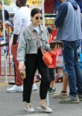 Lucy Hale enjoys a day out with her family at the local farmer's market in Studio City, Los Angeles