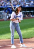 Selena Gomez at the Big Slick celebrity softball game at Kauffman Stadium in Kansas City, Missouri