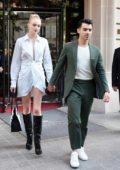 Sophie Turner looks stunning in a white dress as she heads out with Joe Jonas in Paris, France