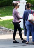 Jennifer Garner keeps it casual in a long sleeve top and leggings while out for stroll with a friend in Brentwood, Los Angeles