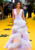 Maya Jama attends the European Premiere of Disney's 'The Lion King' European in Leicester Square, London, UK