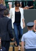 Meghan Markle attends Day 4 of the 2019 Wimbledon at the All England Lawn Tennis and Croquet Club in London, UK